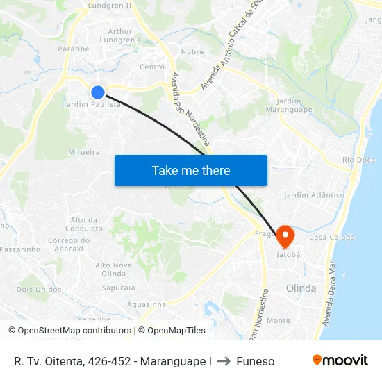 R. Tv. Oitenta, 426-452 - Maranguape I to Funeso map