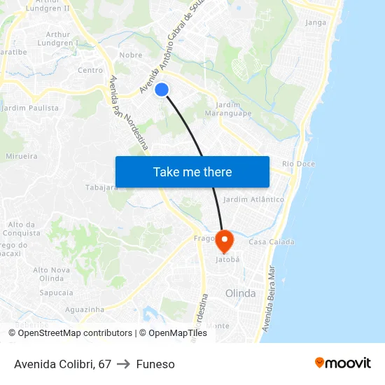 Avenida Colibri, 67 to Funeso map