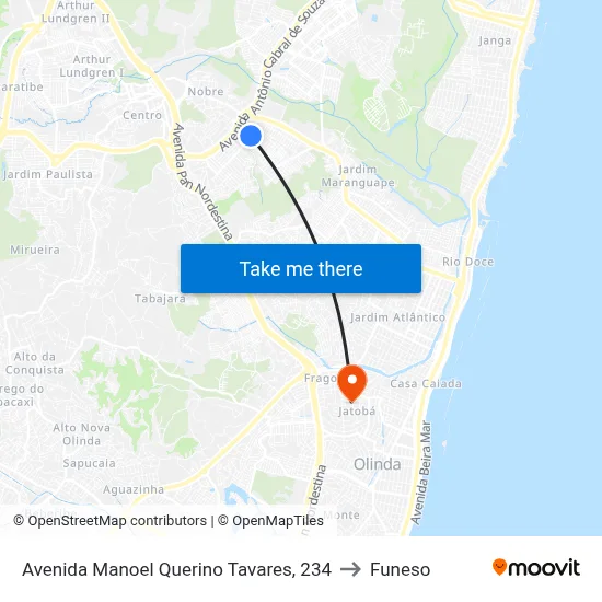 Avenida Manoel Querino Tavares, 234 to Funeso map