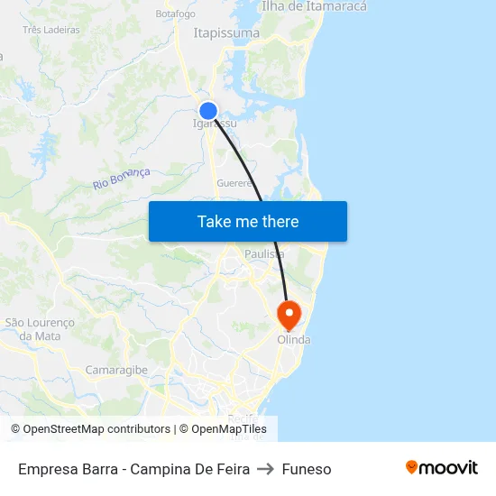 Empresa Barra - Campina De Feira to Funeso map