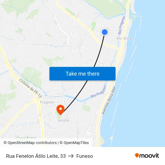 Rua Fenelon Átilo Leite, 33 to Funeso map