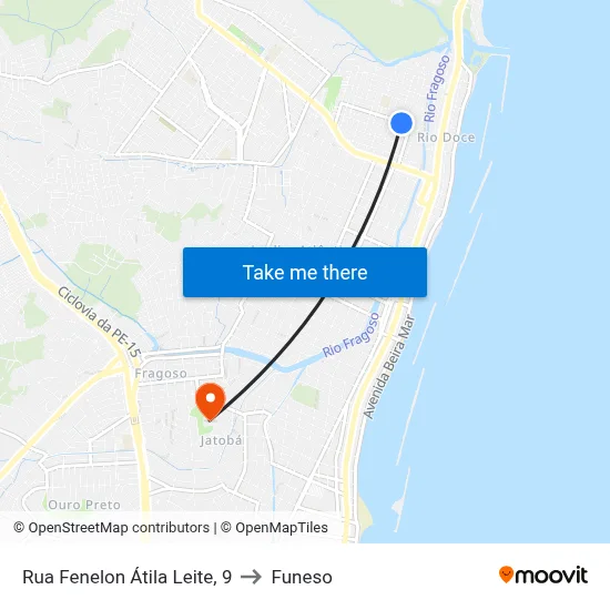 Rua Fenelon Átila Leite, 9 to Funeso map