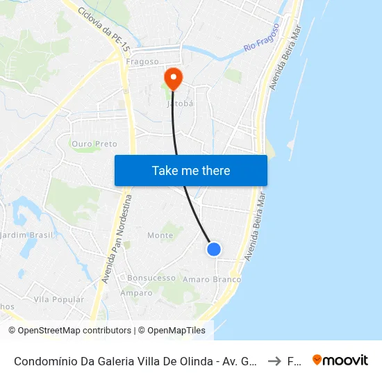 Condomínio Da Galeria Villa De Olinda - Av. Gov. Carlos De Lima Cavalcante, 61 - Bairro Novo to Funeso map
