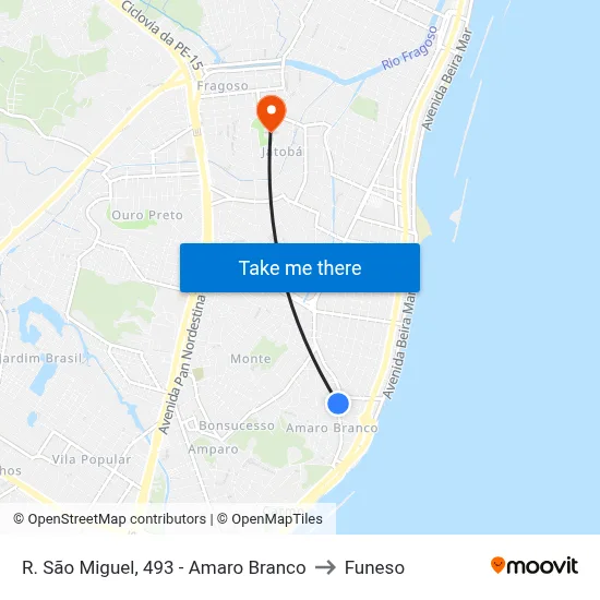 R. São Miguel, 493 - Amaro Branco to Funeso map