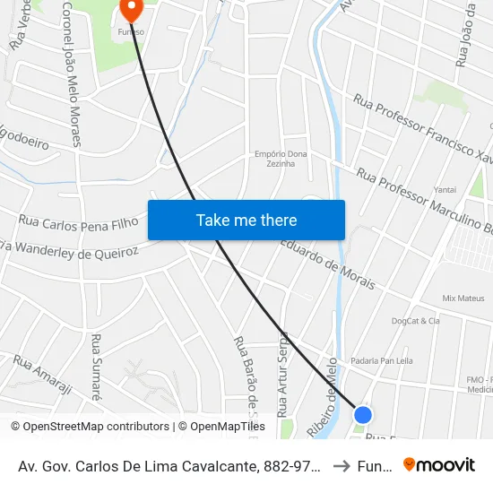 Av. Gov. Carlos De Lima Cavalcante, 882-970 - Bairro Novo to Funeso map