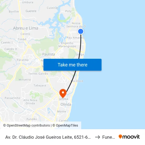 Av. Dr. Cláudio José Gueiros Leite, 6521-6541 to Funeso map