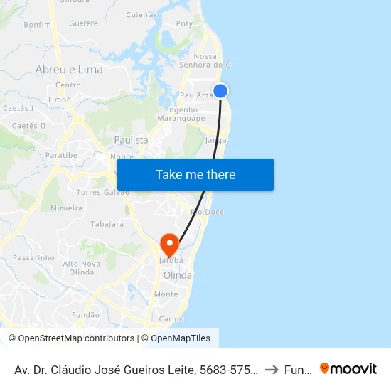 Av. Dr. Cláudio José Gueiros Leite, 5683-5755 - Pau Amarelo to Funeso map