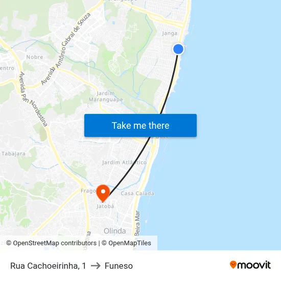 Rua Cachoeirinha, 1 to Funeso map