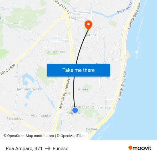 Rua Amparo, 371 to Funeso map