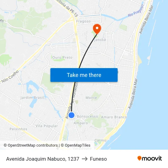 Avenida Joaquim Nabuco, 1237 to Funeso map