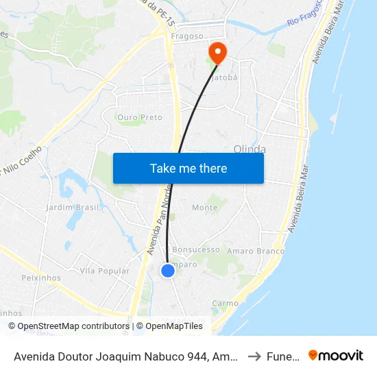 Avenida Doutor Joaquim Nabuco 944, Amparo to Funeso map