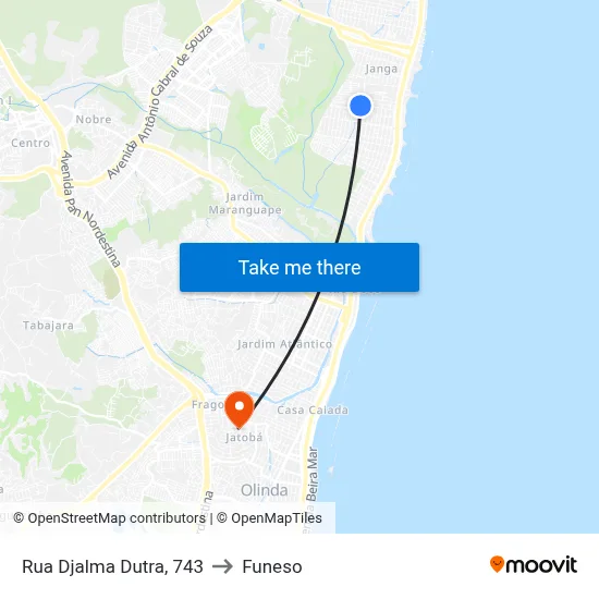 Rua Djalma Dutra, 743 to Funeso map