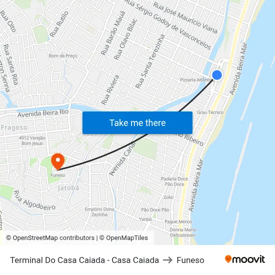 Terminal Do Casa Caiada - Casa Caiada to Funeso map