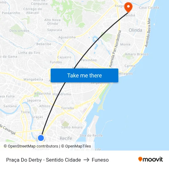 Praça Do Derby - Sentido Cidade to Funeso map