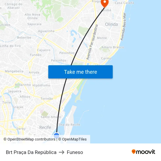 Brt Praça Da República to Funeso map