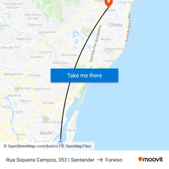 Rua Siqueira Campos, 353 | Santander to Funeso map
