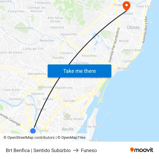 Brt Benfica | Sentido Subúrbio to Funeso map