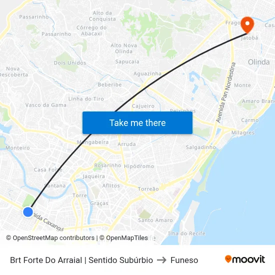 Brt Forte Do Arraial | Sentido Subúrbio to Funeso map