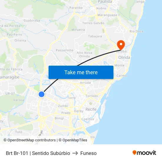 Brt Br-101 | Sentido Subúrbio to Funeso map