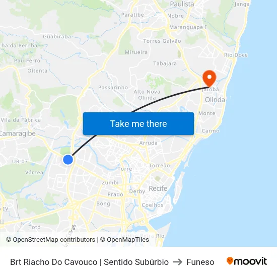 Brt Riacho Do Cavouco | Sentido Subúrbio to Funeso map