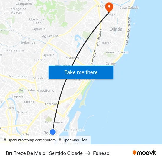 Brt Treze De Maio | Sentido Cidade to Funeso map