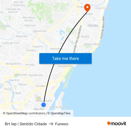 Brt Iep | Sentido Cidade to Funeso map