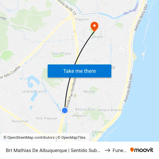 Brt Mathias De Albuquerque | Sentido Subúrbio to Funeso map