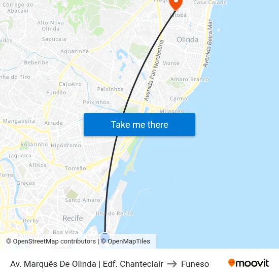 Av. Marquês De Olinda | Edf. Chanteclair to Funeso map