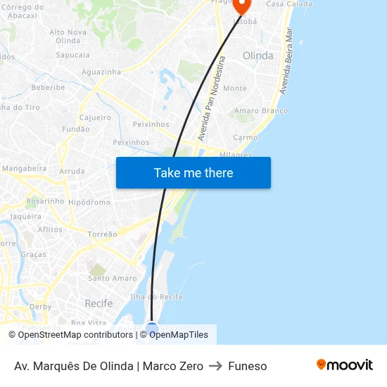 Av. Marquês De Olinda | Marco Zero to Funeso map