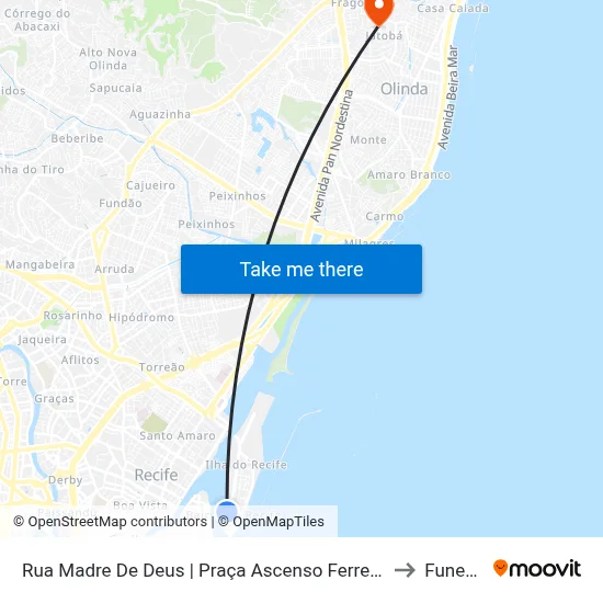 Rua Madre De Deus | Praça Ascenso Ferreira to Funeso map