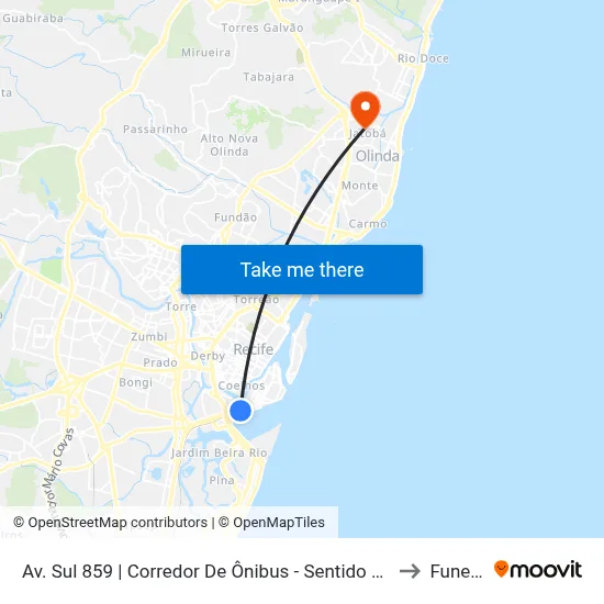 Av. Sul 859 | Corredor De Ônibus - Sentido Centro to Funeso map