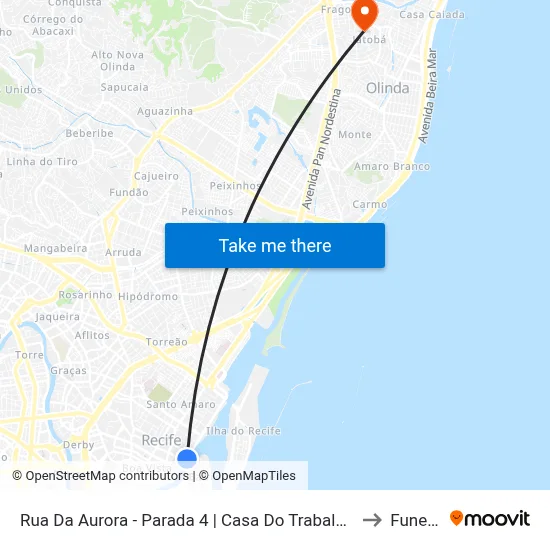 Rua Da Aurora - Parada 4 | Casa Do Trabalhador to Funeso map