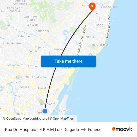 Rua Do Hospício | E.R.E.M Luiz Delgado to Funeso map