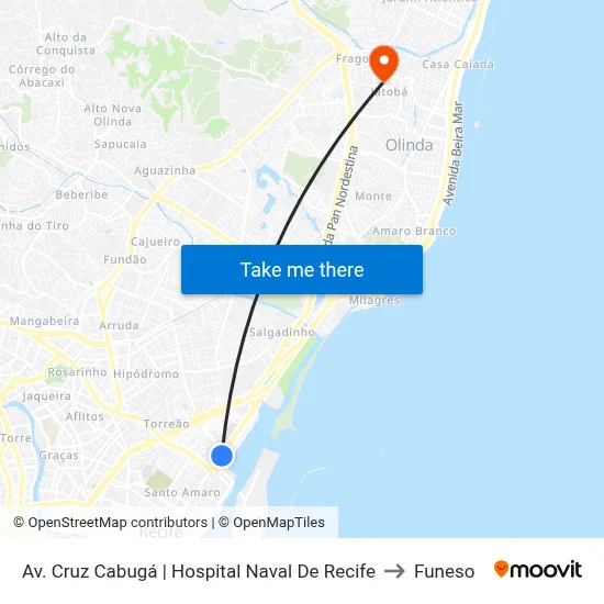 Av. Cruz Cabugá | Hospital Naval De Recife to Funeso map