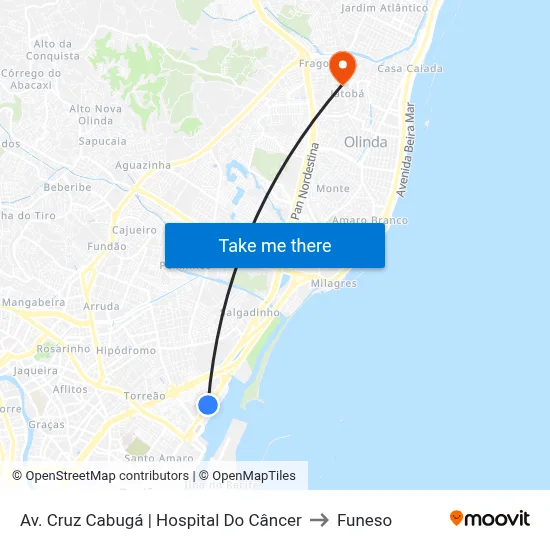 Av. Cruz Cabugá | Hospital Do Câncer to Funeso map