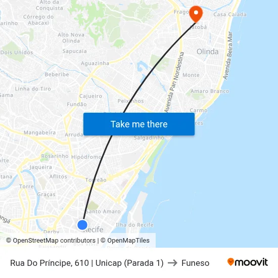Rua Do Príncipe, 610 | Unicap (Parada 1) to Funeso map