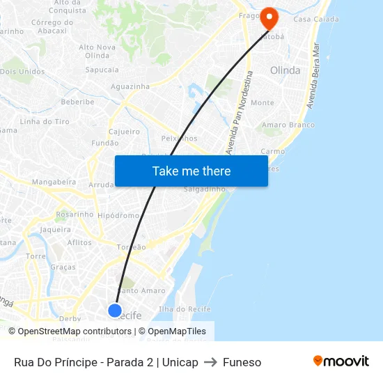 Rua Do Príncipe - Parada 2 | Unicap to Funeso map