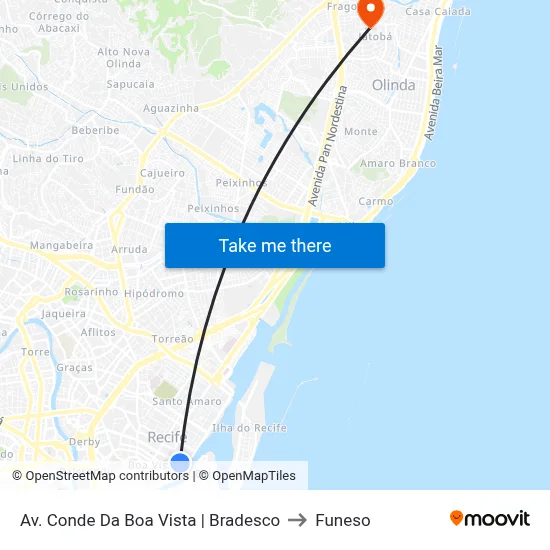 Av. Conde Da Boa Vista | Bradesco to Funeso map