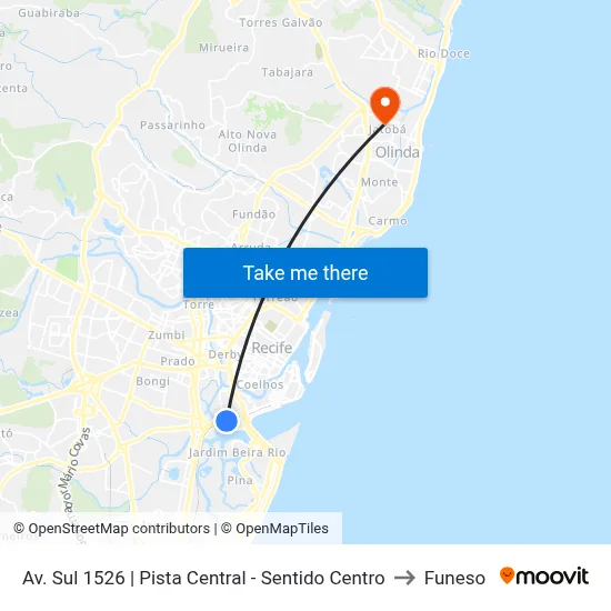 Av. Sul 1526 | Pista Central - Sentido Centro to Funeso map