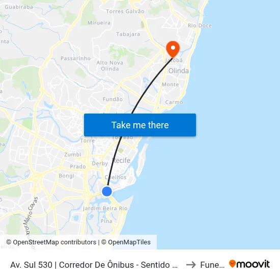 Av. Sul 530 | Corredor De Ônibus - Sentido Subúrbio to Funeso map