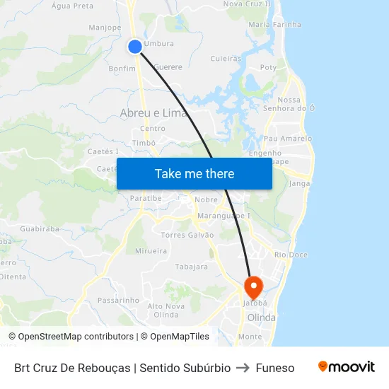 Brt Cruz De Rebouças | Sentido Subúrbio to Funeso map