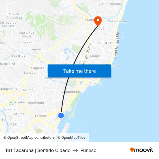 Brt Tacaruna | Sentido Cidade to Funeso map