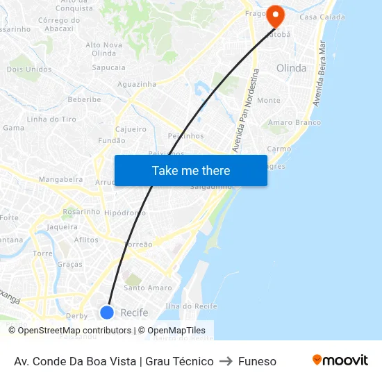 Av. Conde Da Boa Vista | Grau Técnico to Funeso map