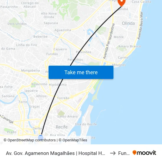 Av. Gov. Agamenon Magalhães | Hospital Hapvida - Pista Local to Funeso map