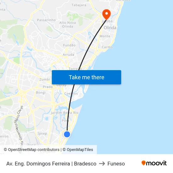 Av. Eng. Domingos Ferreira | Bradesco to Funeso map