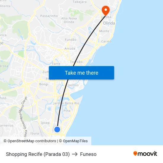 Shopping Recife (Parada 03) to Funeso map