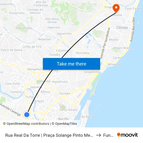 Rua Real Da Torre | Praça Solange Pinto Melo - Parada 1 to Funeso map