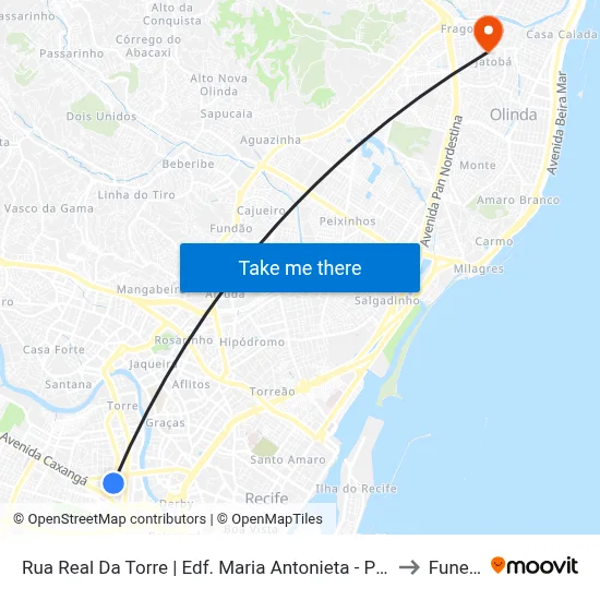 Rua Real Da Torre | Edf. Maria Antonieta - Parada 2 to Funeso map