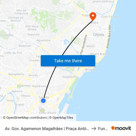 Av. Gov. Agamenon Magalhães | Praça Antônio Eduardo to Funeso map