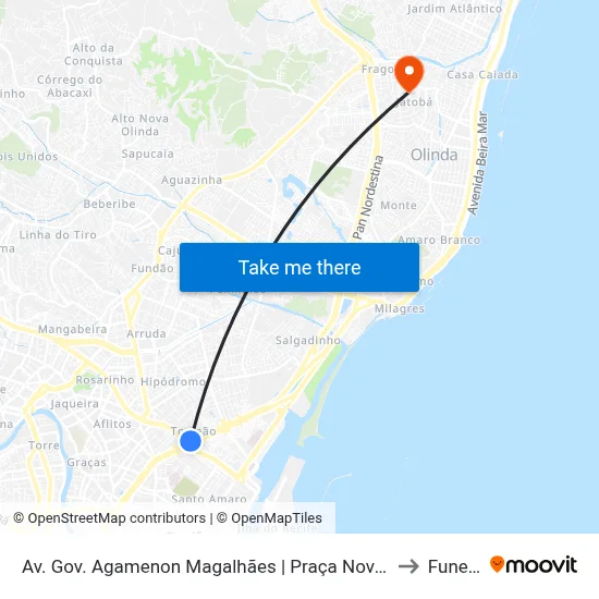 Av. Gov. Agamenon Magalhães | Praça Nova Bettis to Funeso map